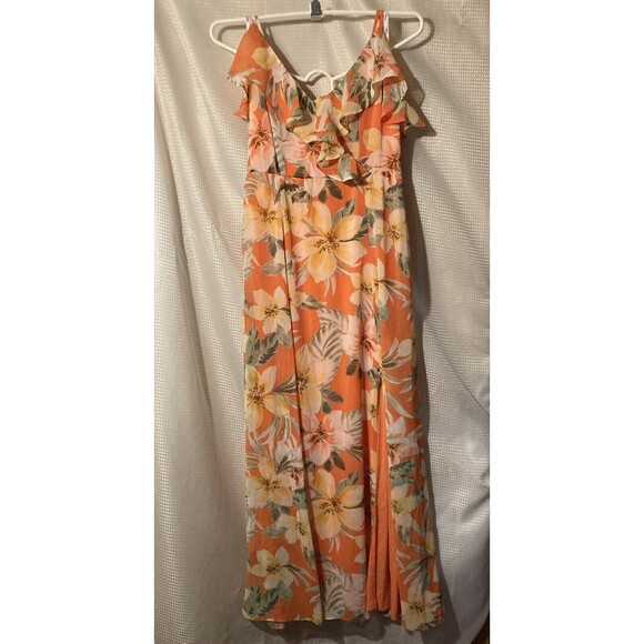 Bar III Dresses & Skirts - Bar III Women's Orange Yellow Green Dress Floral Ruffle Sleeveless Size XS New